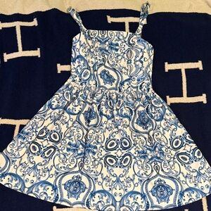 BCX Women’s Dress with Blue and White Pattern